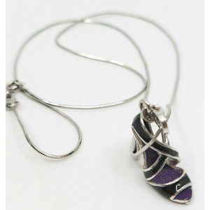 Women's 925 Sterling Silver Black Enamel Shoe Pump